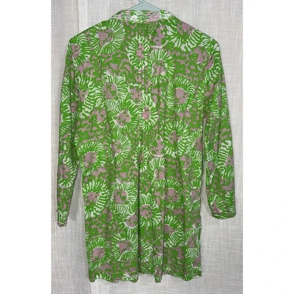 Lilly Pulitzer Women's Embellished Tunic Green Pink SunnySide Lion Size Medium - Picture 4 of 4